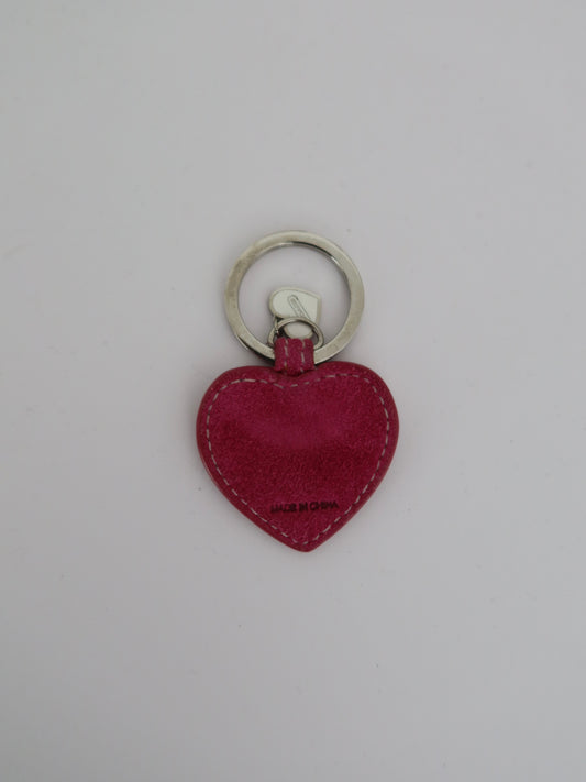 Coach Pink Suede Heart Keychain