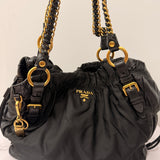 Black Nylon Prada with Gold Chain