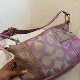 Coach Pink Op Art Patchwork Shoulder Bag