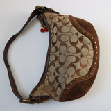 Rare Coach Signature Brown Studded Mini Hobo Bag