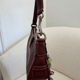 Coach Burgundy Leather Demi Hamptons Buckle Bag