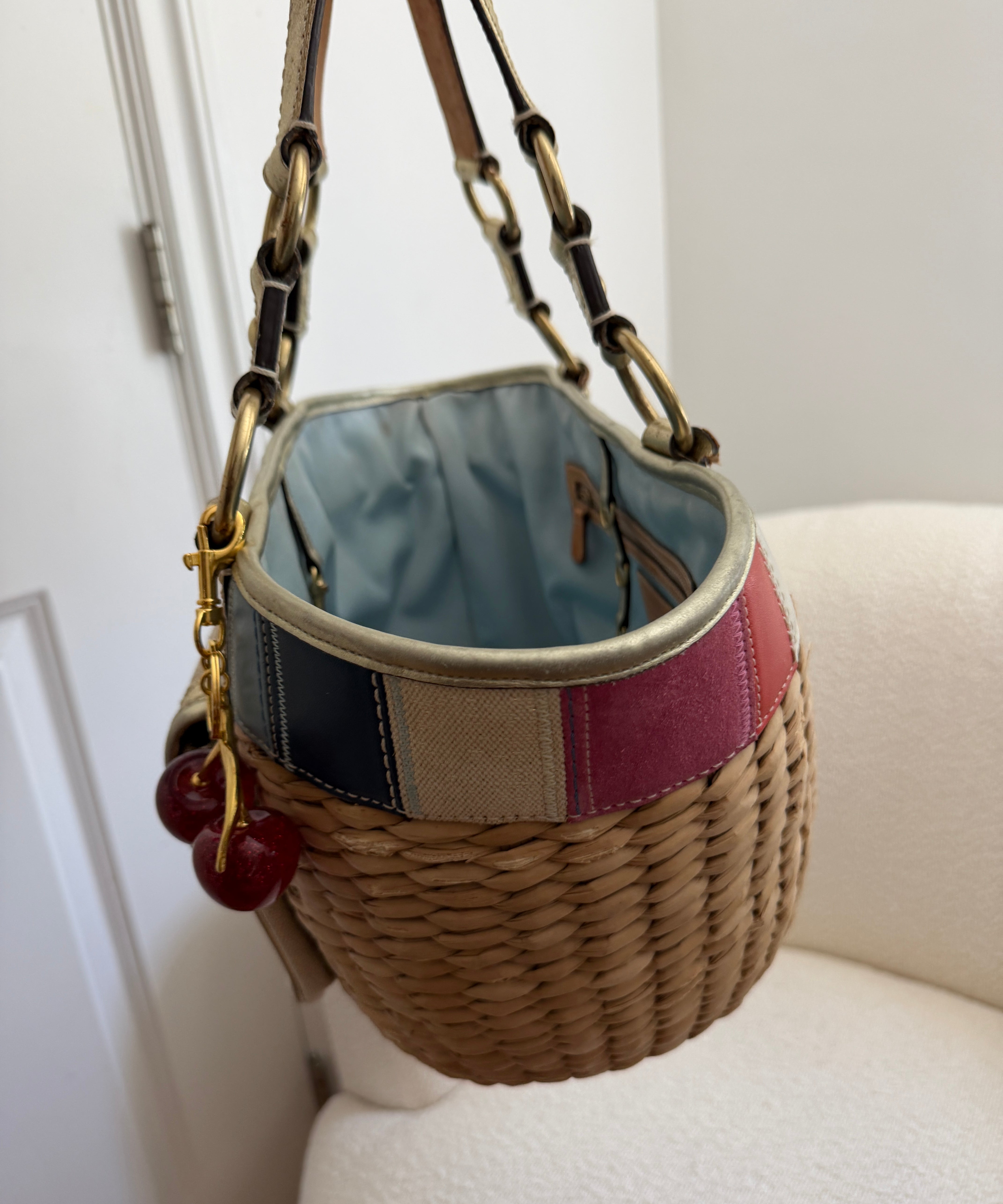 Coach Summer Legacy Bucket Woven Tote Bag