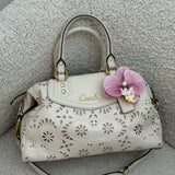 White Coach Floral Print Ashley Bag