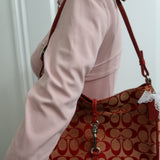 Coach Red Monogram Hamptons Clip Bag