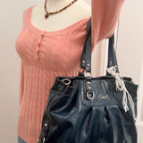 Coach Navy Patent Leather  Ashley Carry-All Bag