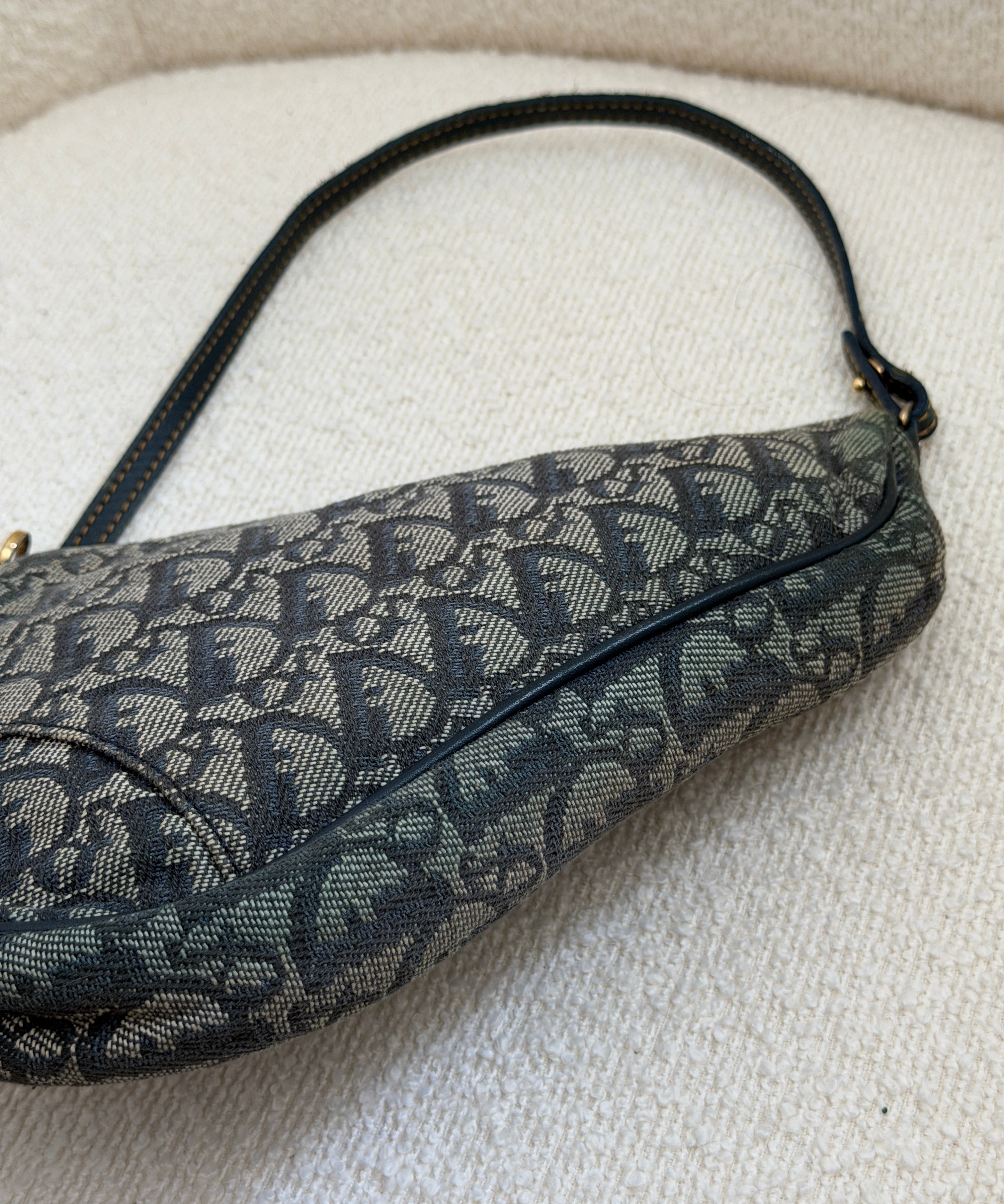 Navy Dior Saddle Trotter Shoulder Bag
