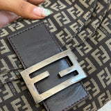 Navy Fendi Zucca Baguette FF Shoulder Bag