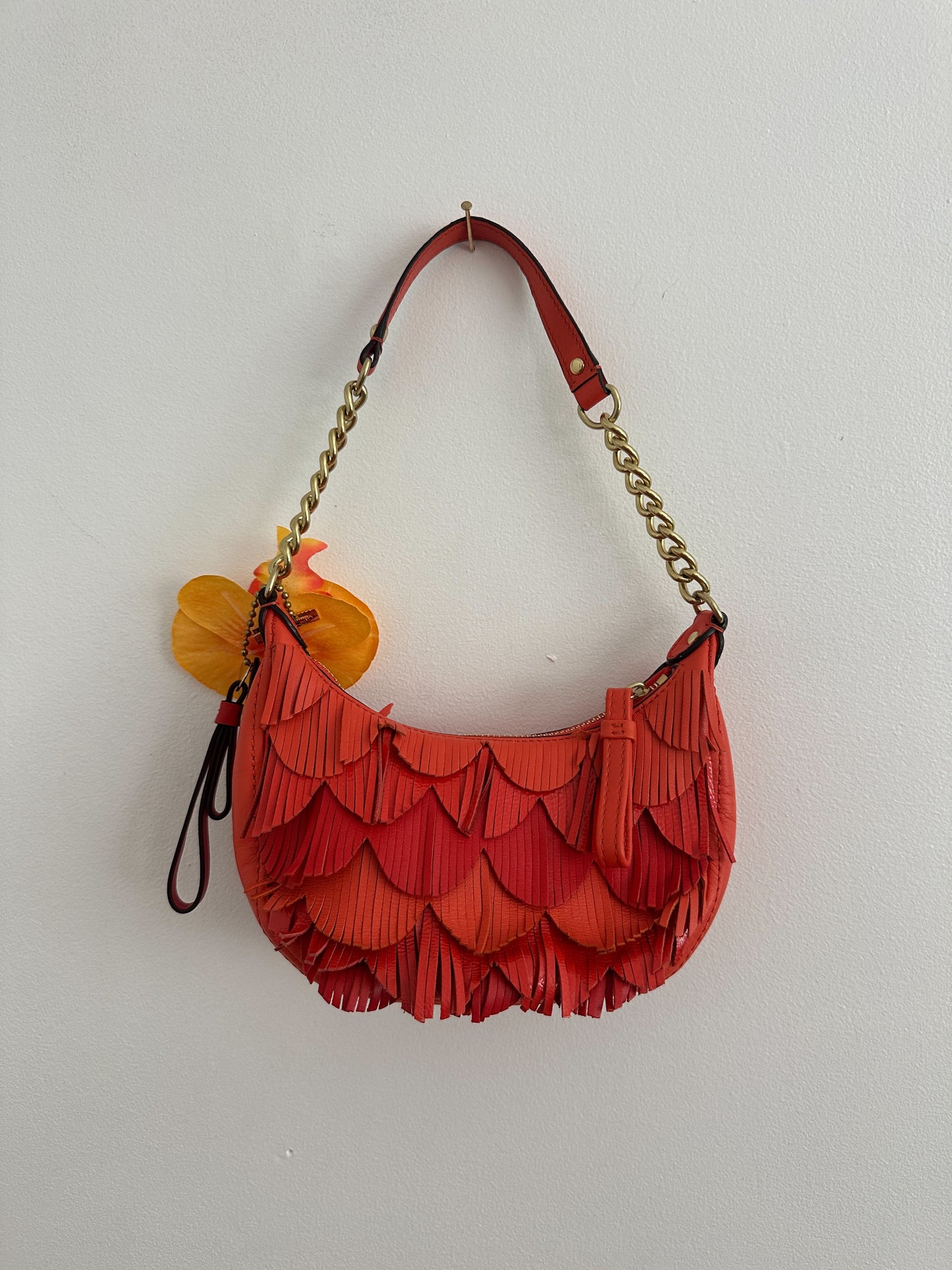 Rare Coach Orange Fringe Shoulder Bag
