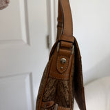 Brown Dior Trotter Monogram Zipper Shoulder Bag