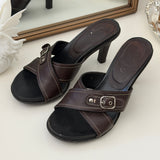 Coach Brown Peep-toe Heels (Size 8)
