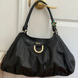 Black Leather Gucci D-Ring Large Shoulder Bag