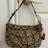 Coach Brown Ruffle Monogram Shoulder Bag