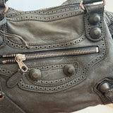 Grey Balenciaga Giant City Bag with Brogue Hardware