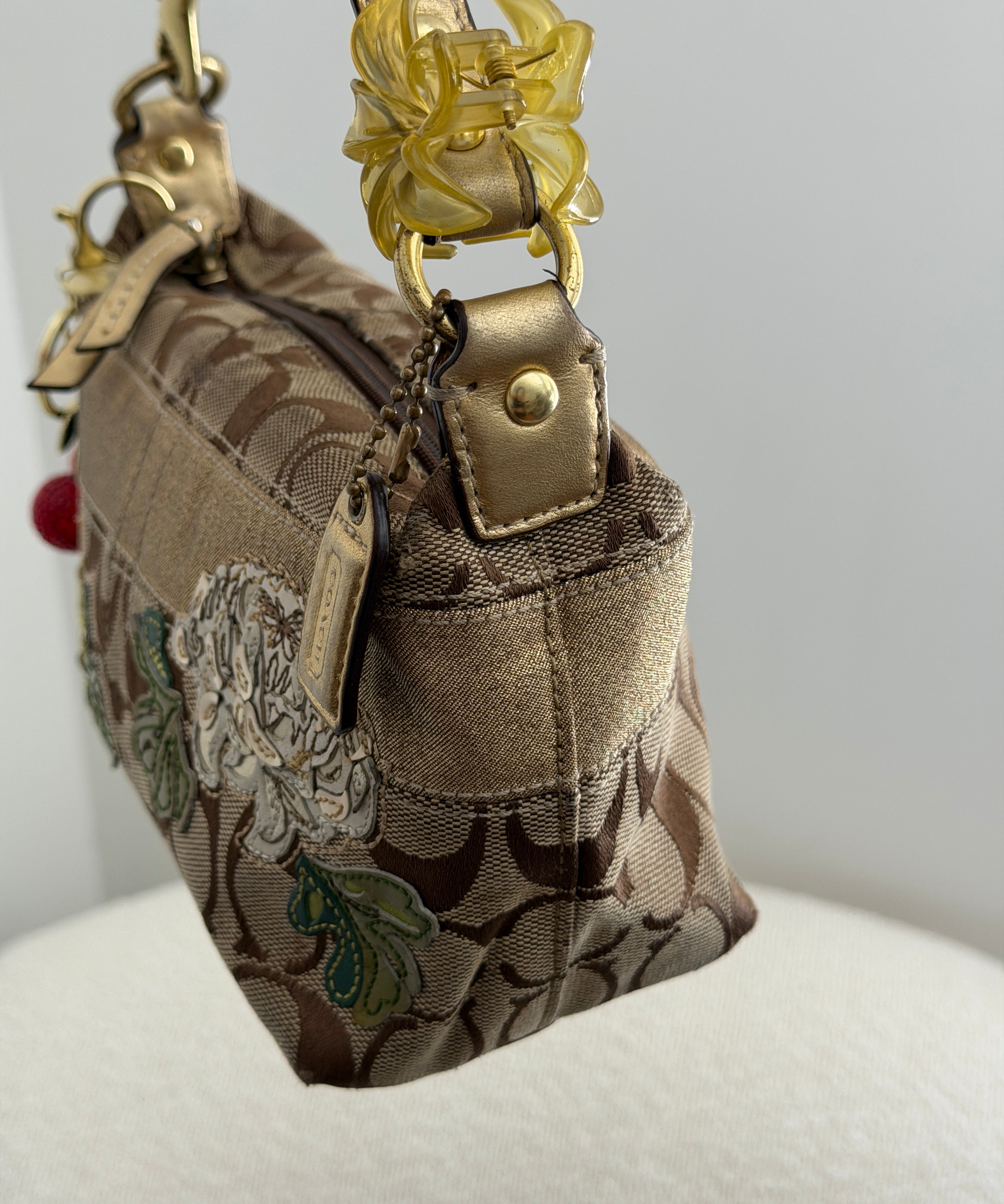 Coach Flower Applique Pochette Bag