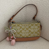 Rare Coach Lime Green Signature Demi Hamptons Bag