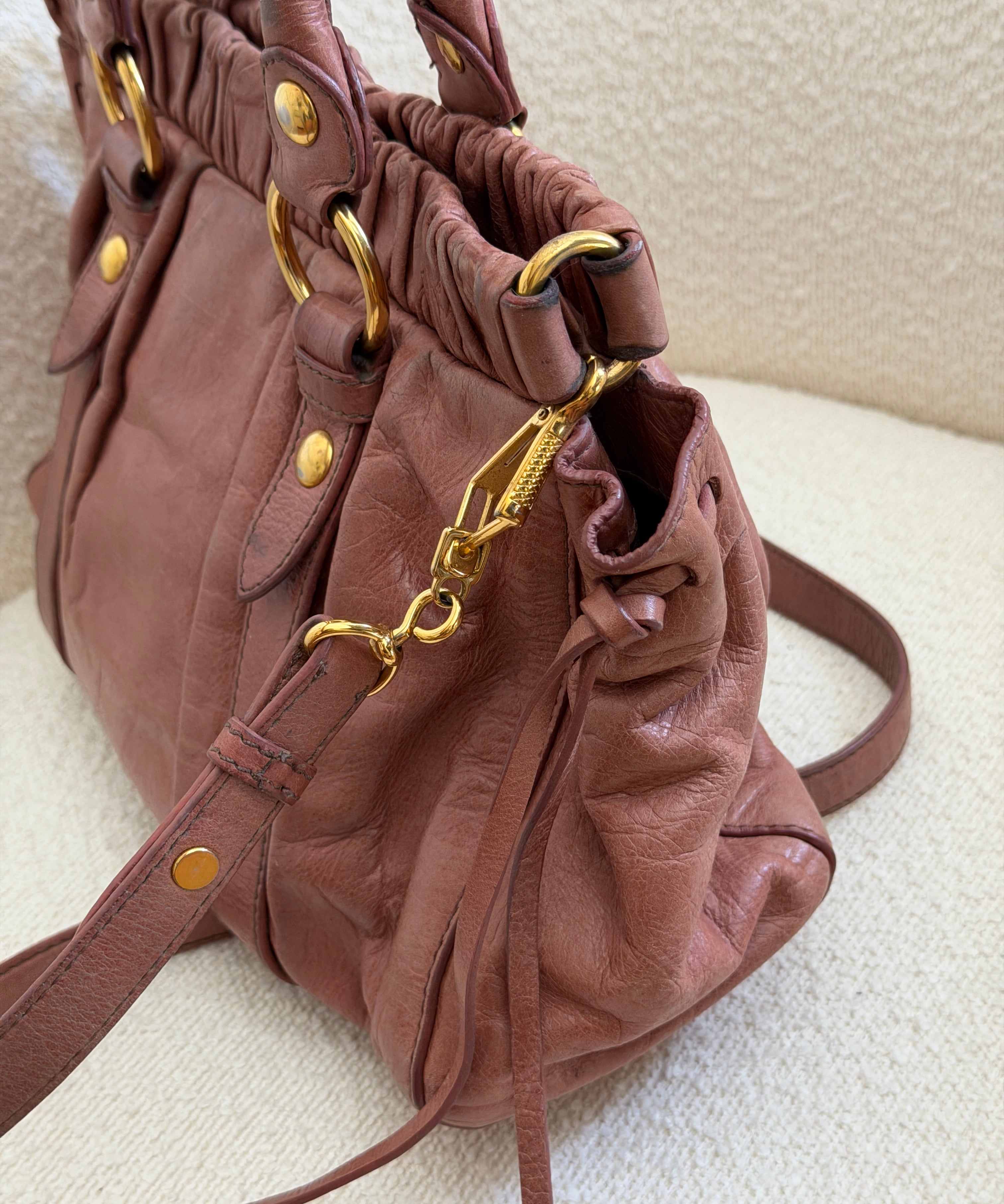 Miu Miu Mauve Pink Vitello Leather Bag