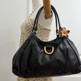 Black Leather Gucci D-Ring Large Shoulder Bag