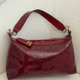 Chanel 2003 Camellia Perforated Patent Red Shoulder Bag