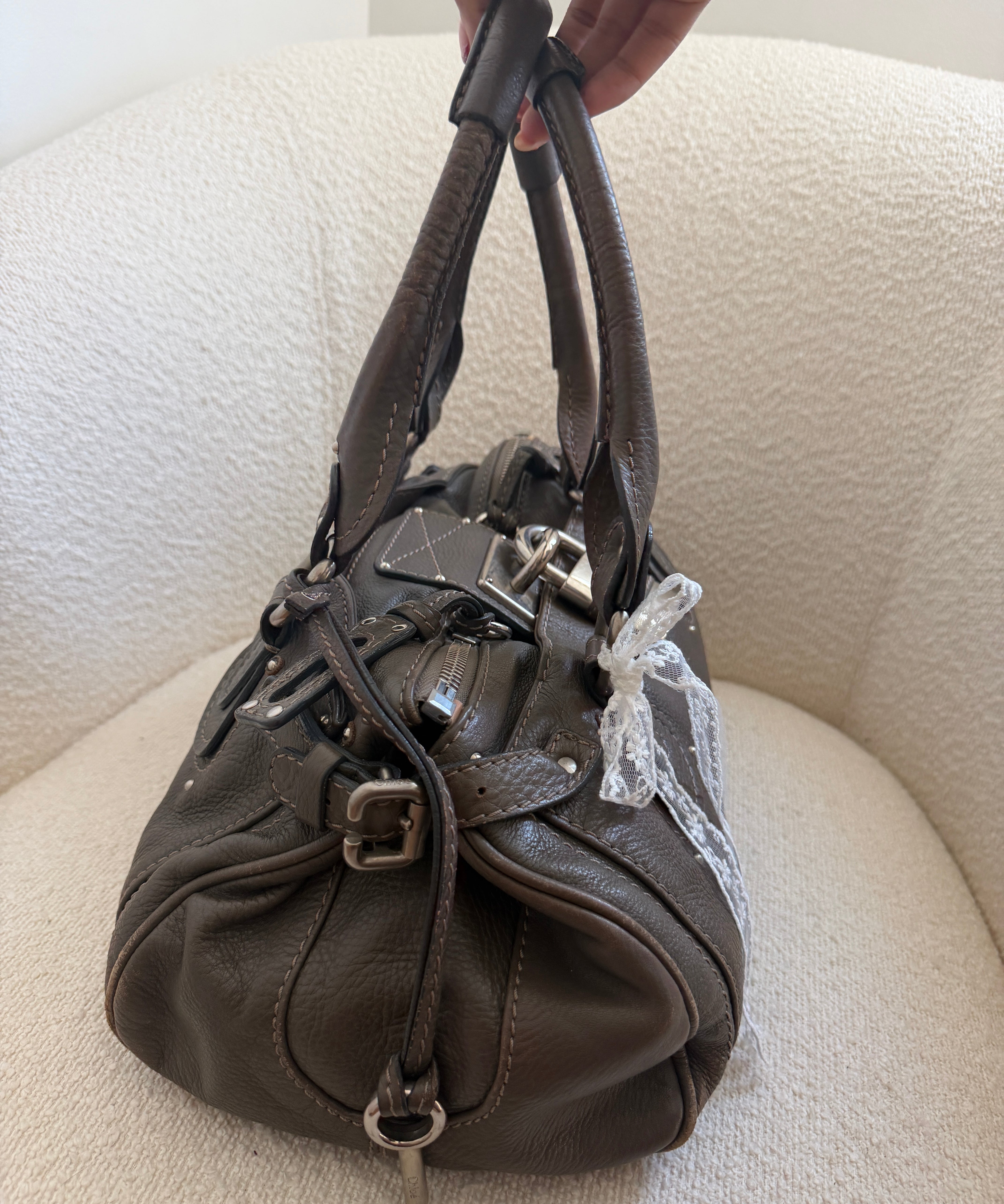Rare Chloe Grey Paddington Leather Handbag