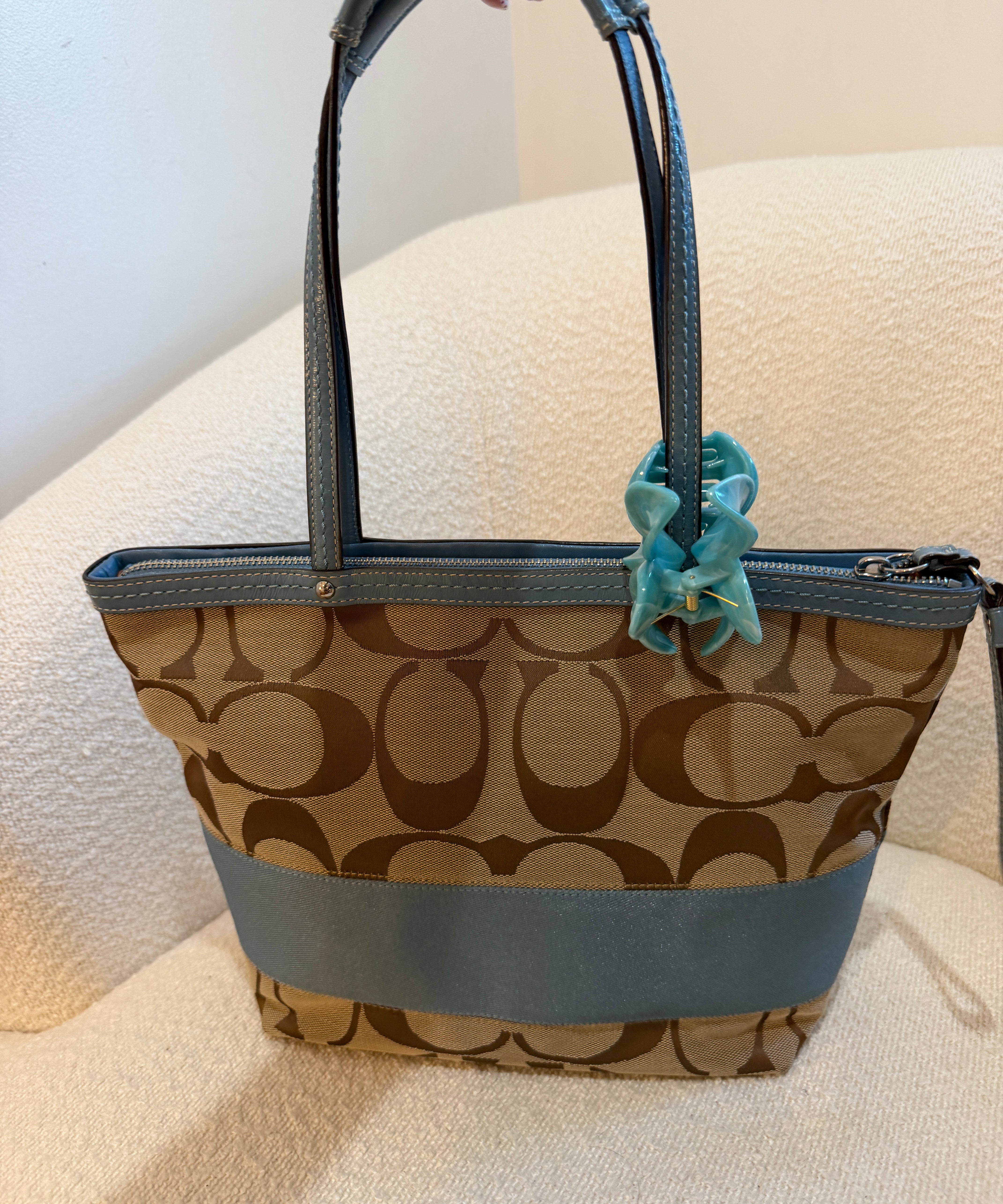 Coach Blue Stripe Tote Bag