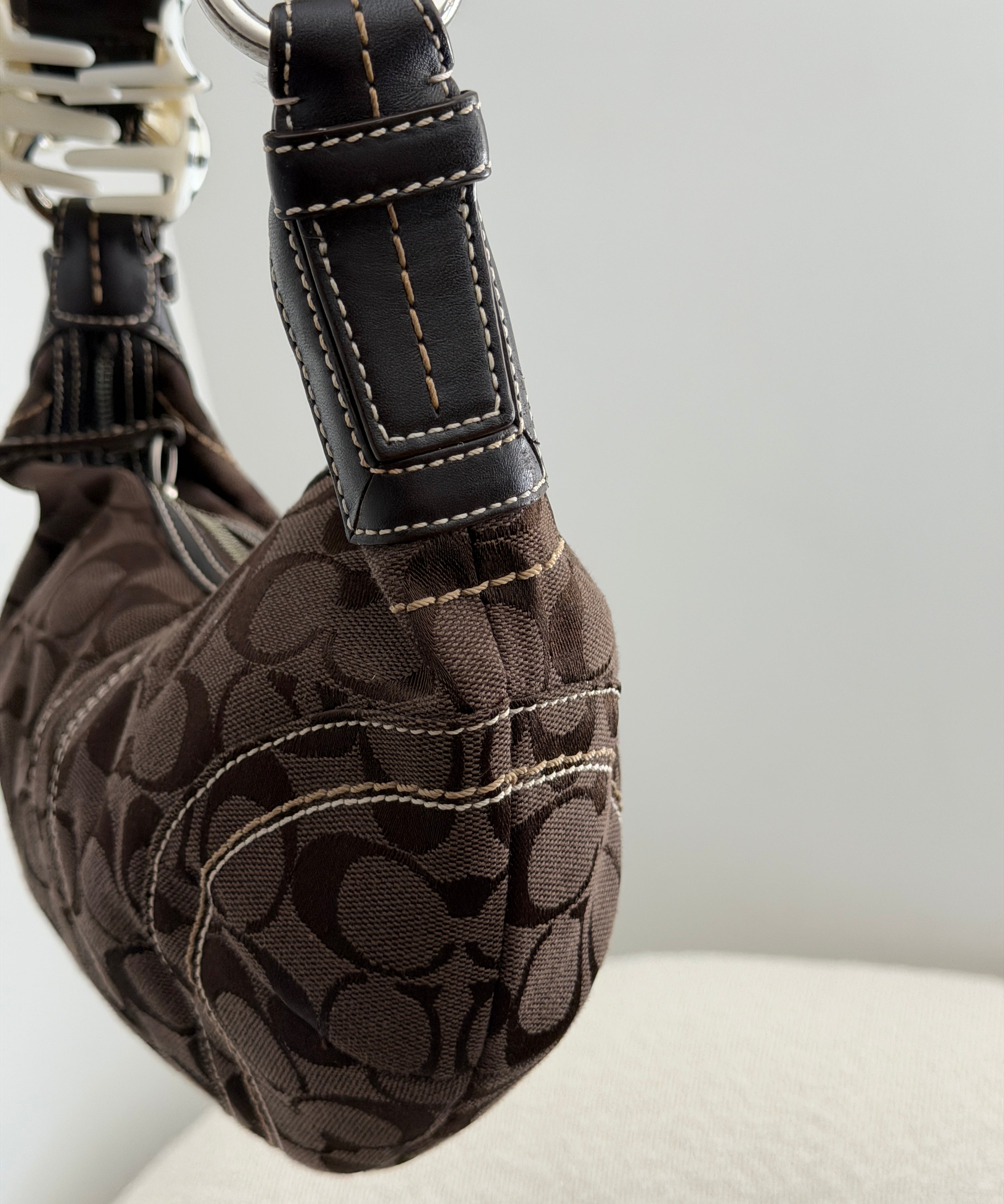 Coach Brown Canvas Mini Hobo Bag