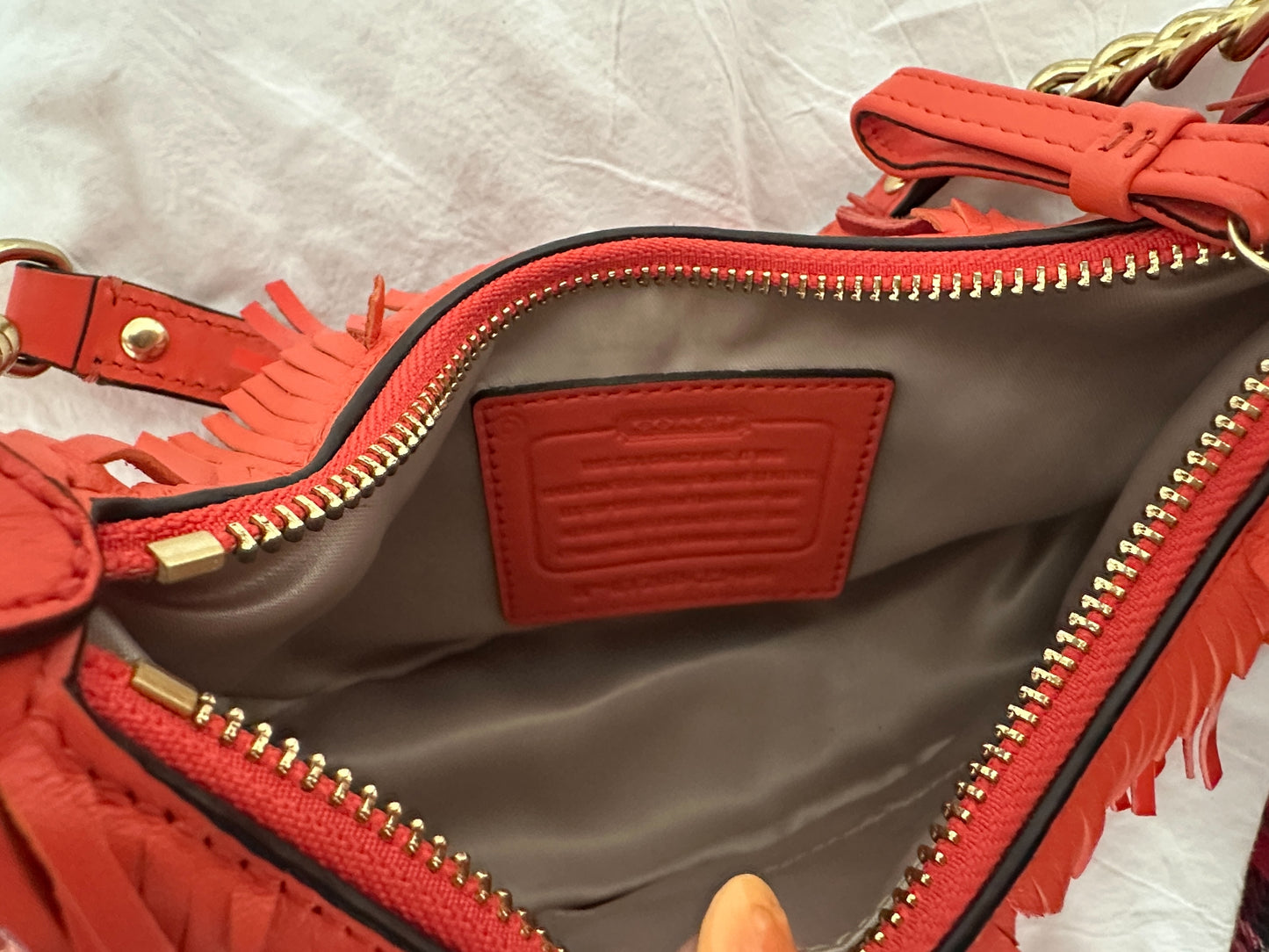 Rare Coach Orange Fringe Shoulder Bag