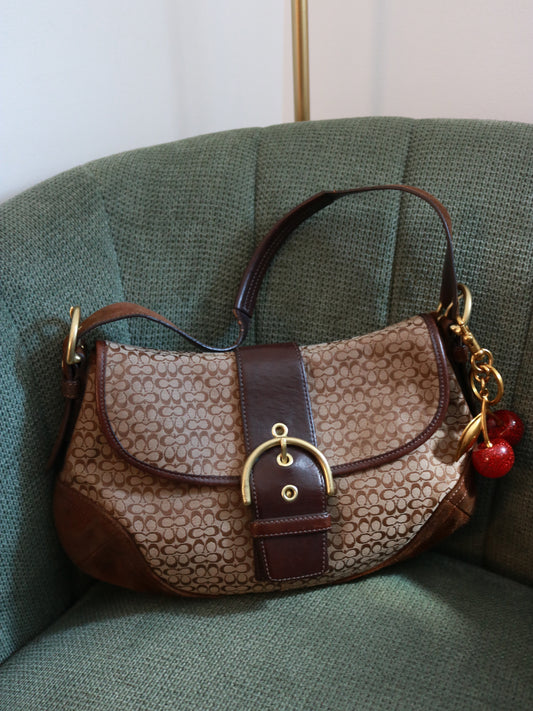 Rare Coach Brown Signature Soho Bag with Brass Hardware