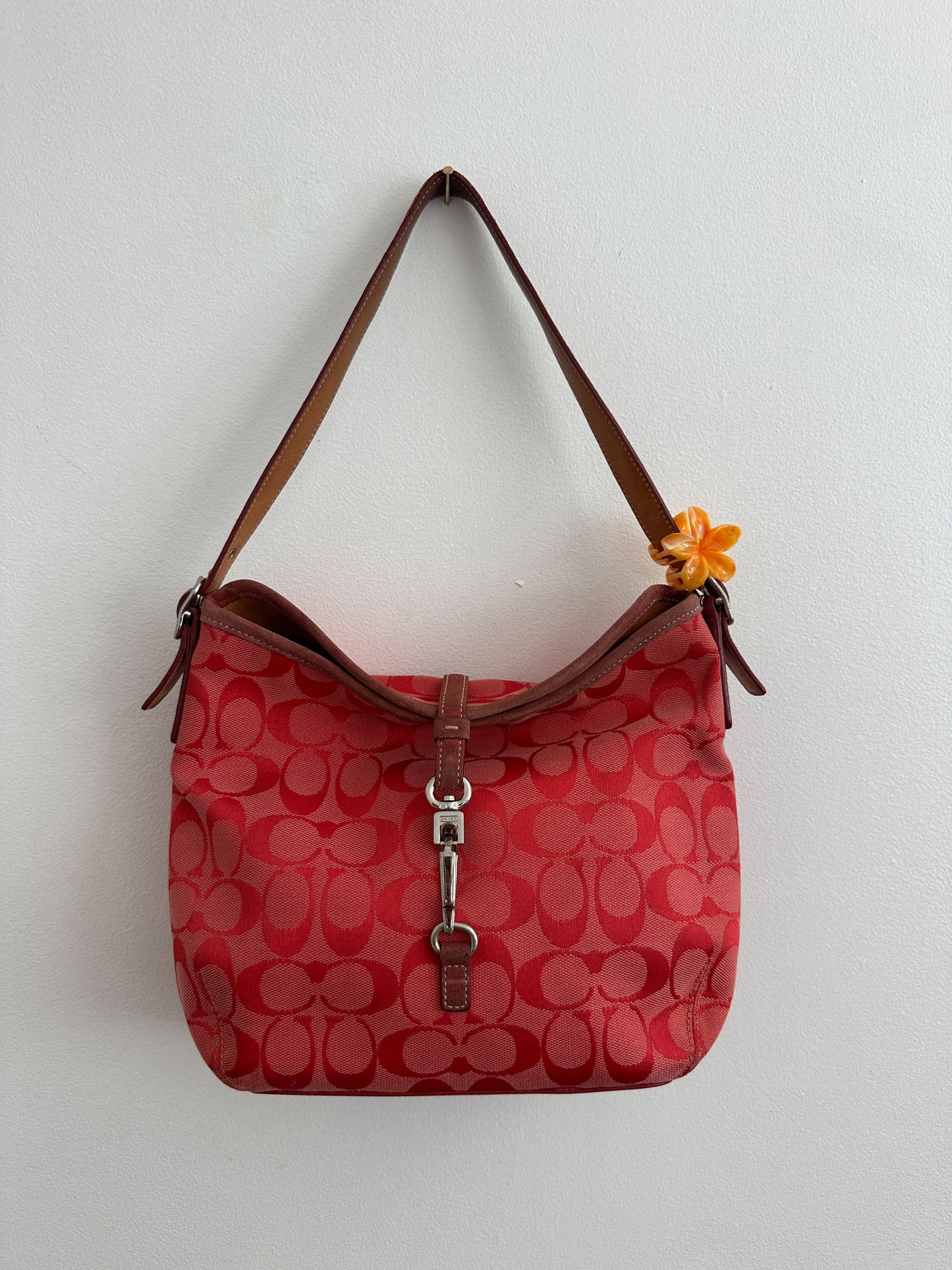 Coach Orange Monogram Hamptons Clip Bag
