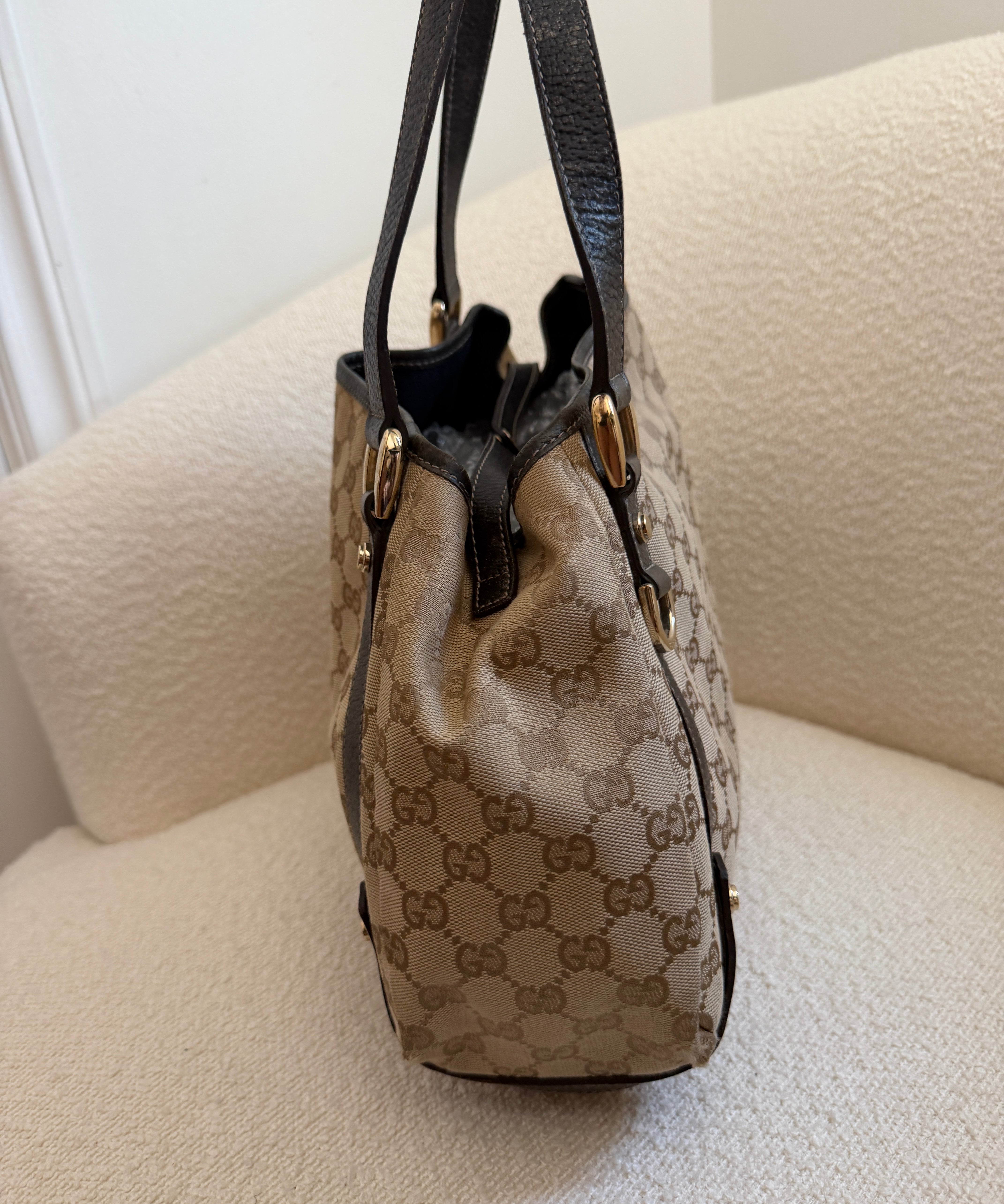 Brown GG Gucci Canvas Tote Bag