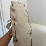White Prada Cervo Antik Shopping Bag