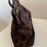 Brown Signature Coach Garnett Turnlock Bag