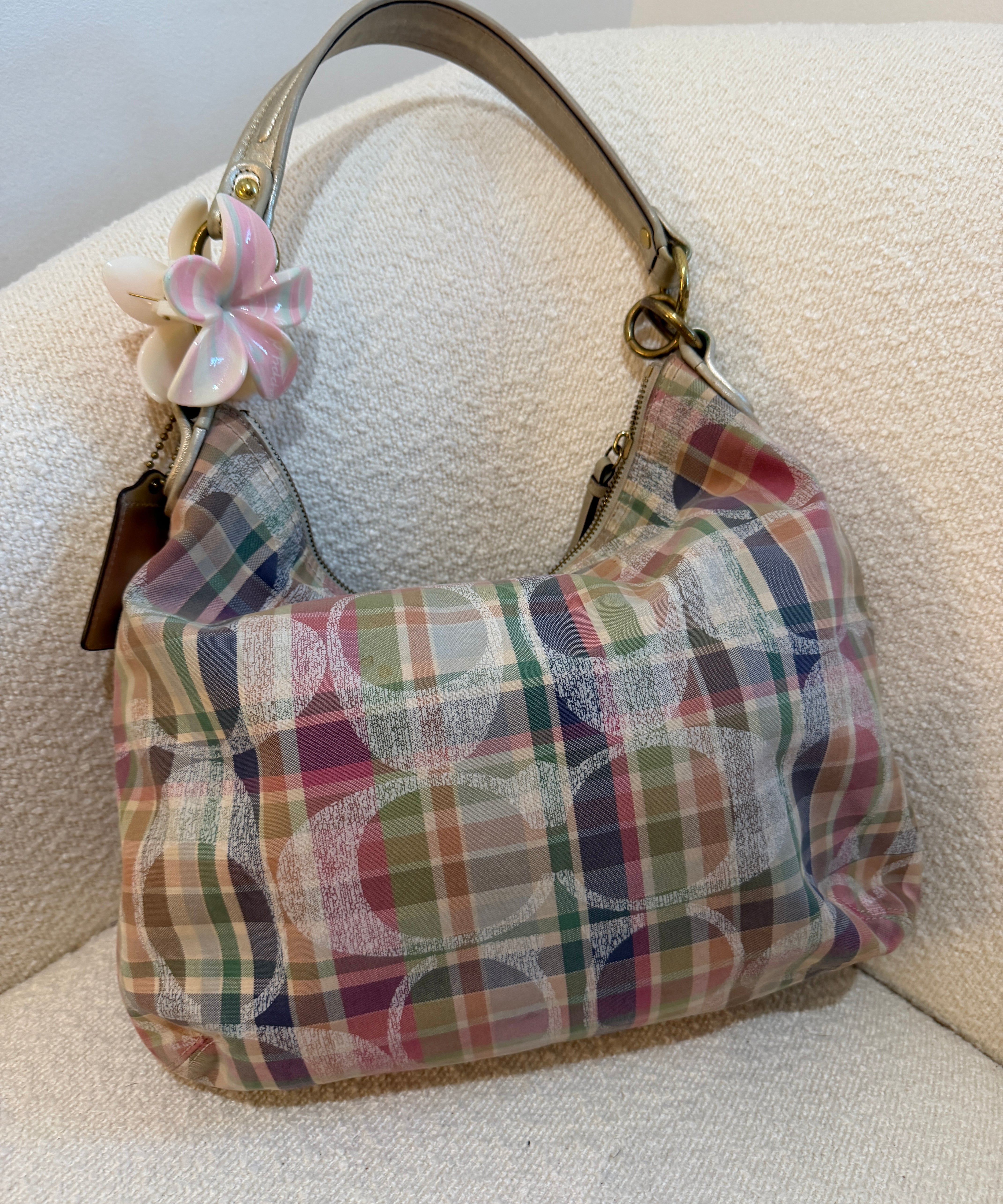 Rare Coach Poppy Multicolored Plaid Madras Bag