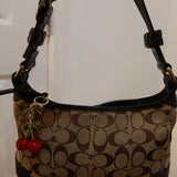 Coach Brown Monogram Shoulder Bag with Brass Hardware