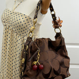 Rare Coach Brown Canvas Large Carly Bag