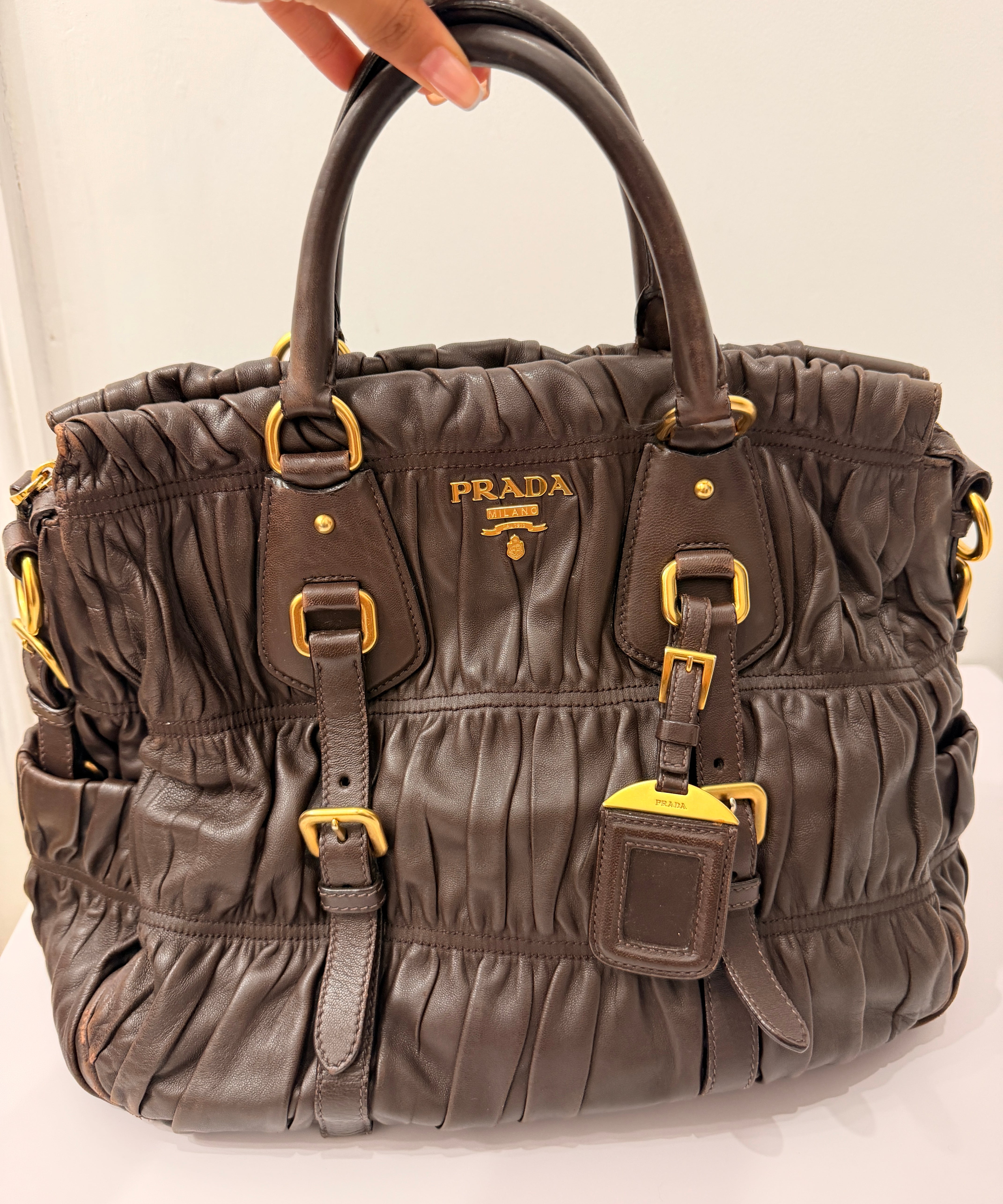 Brown Prada Nappa Shoulder Bag