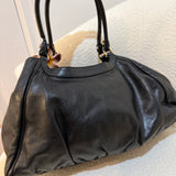 Black Leather Gucci D-Ring Large Shoulder Bag