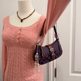 Coach purple Canvas Demi Hamptons Buckle Bag