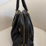 Black Pebbled Leather Prada Bowling Bag