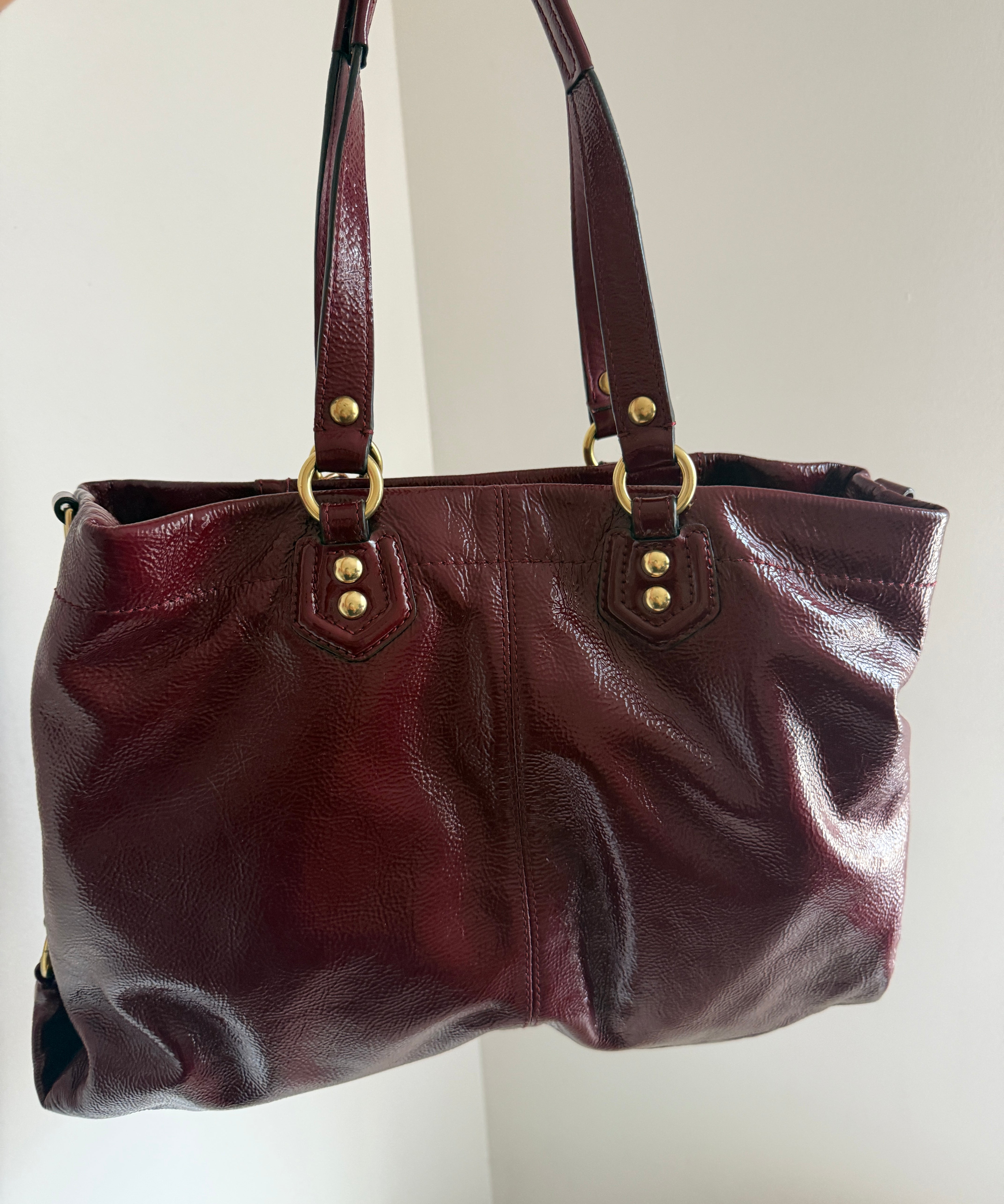 Coach Burgundy Patent Ashley Shoulder Bag
