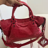 Red Balenciaga MotoCross City Bag