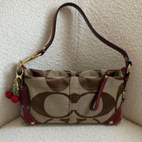 Rare Coach Red Trim Monogram Mini Carly Bag