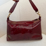 Chanel 2003 Camellia Perforated Patent Red Shoulder Bag