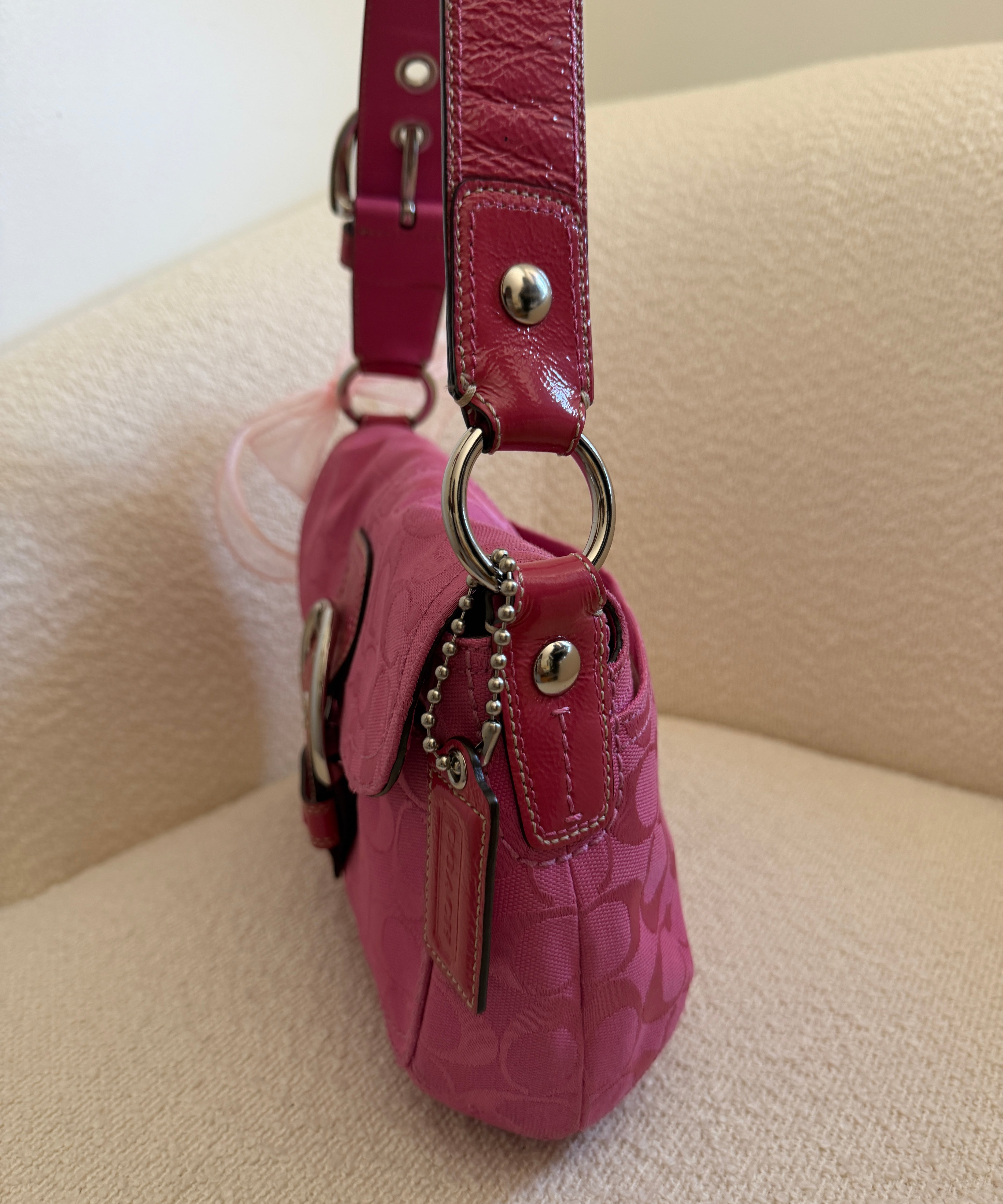 Coach Bright Pink Canvas Mini Soho Bag