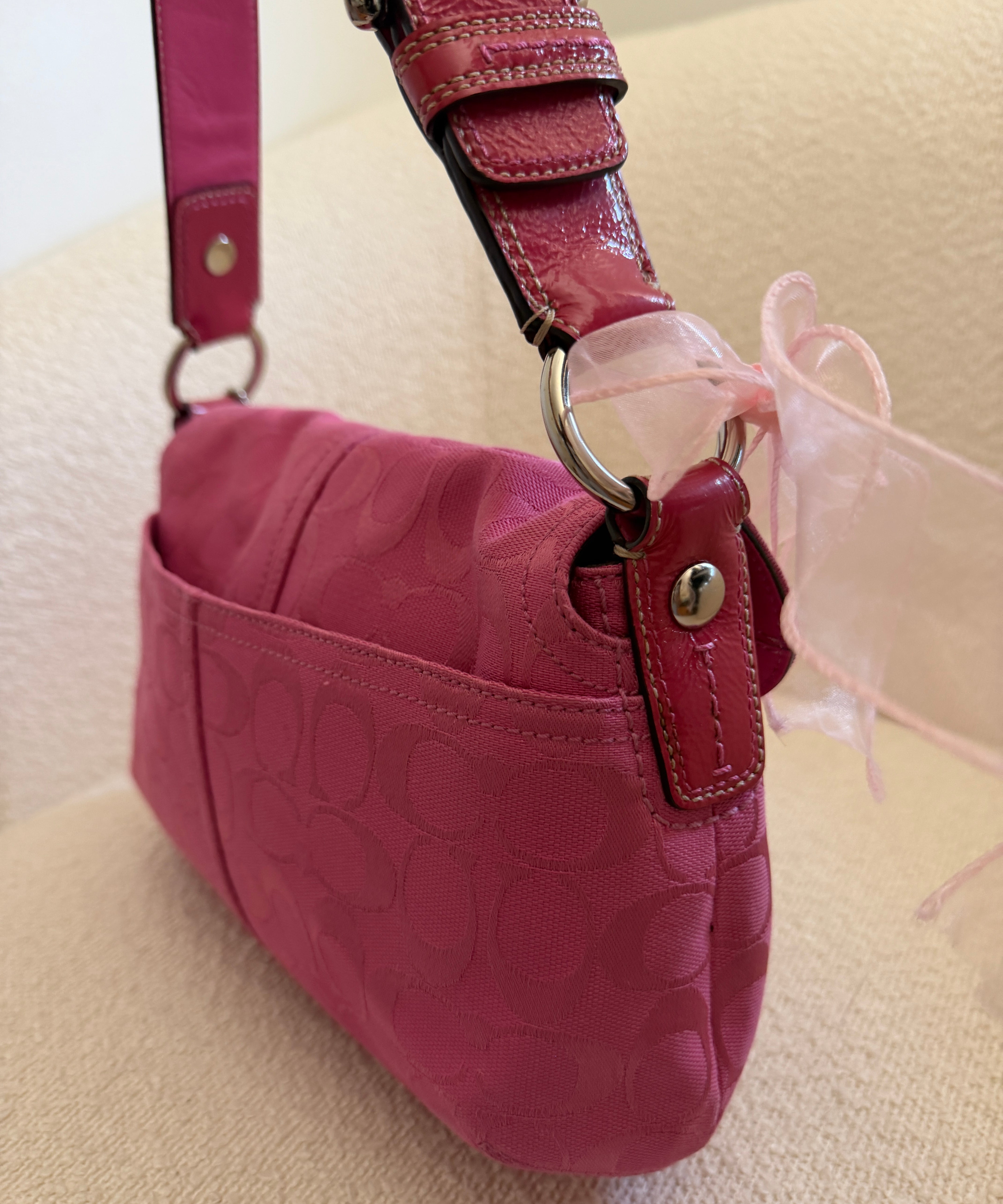 Coach Bright Pink Canvas Mini Soho Bag
