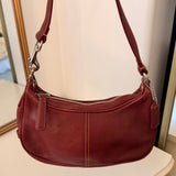 Coach Red Leather Hamptons Mini Hobo Bag