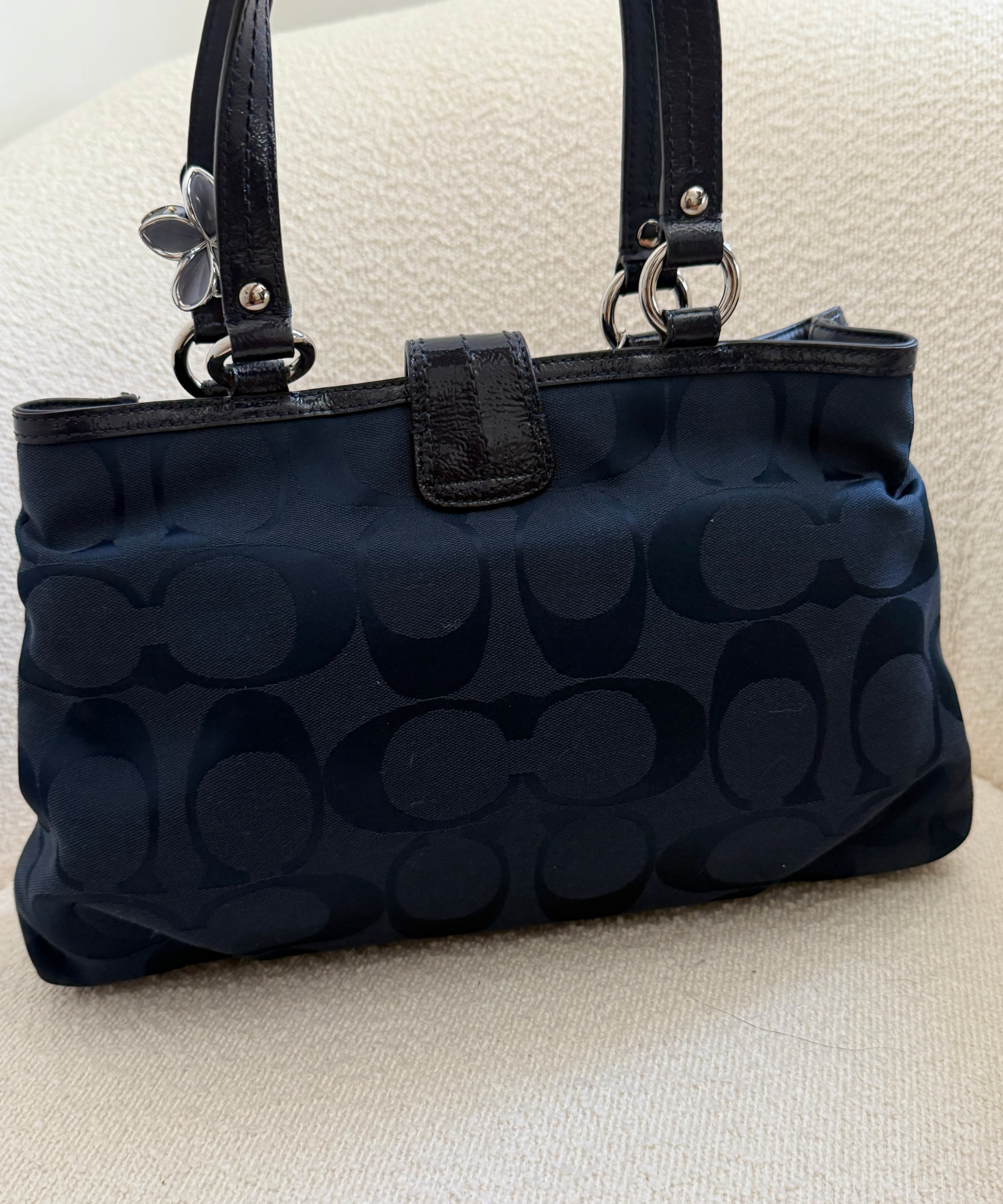 New Coach Navy Signature Tote Bag