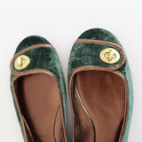 Coach Forest Green Velvet Ballet Flats (Size 9)