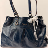 Coach Navy Patent Leather  Ashley Carry-All Bag