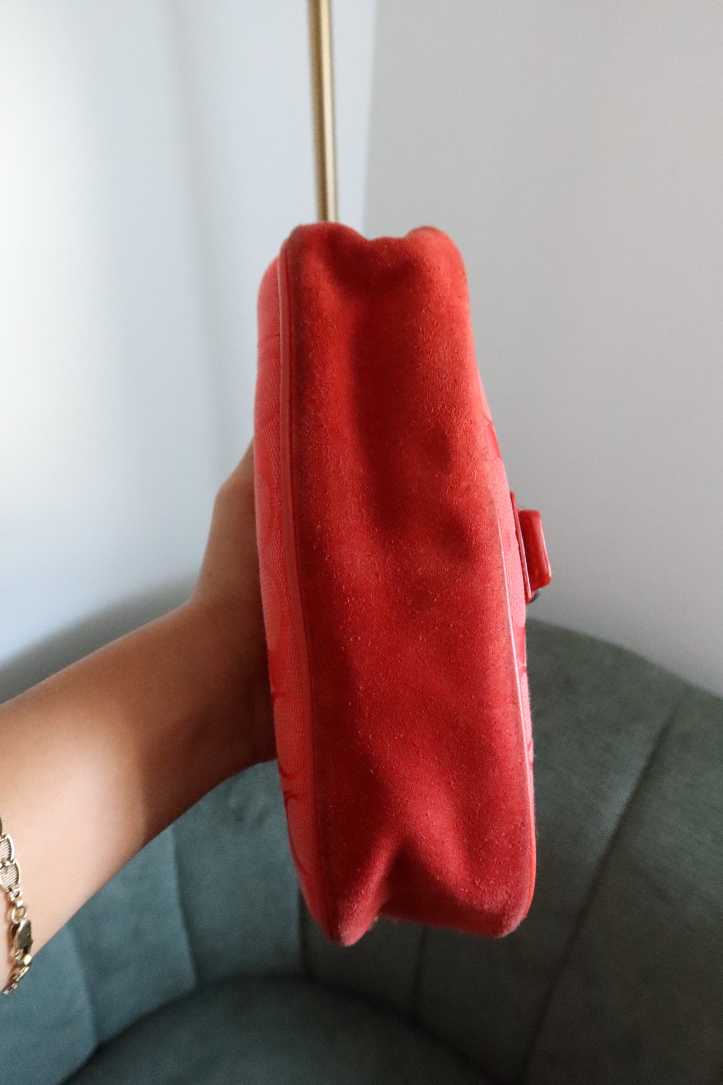 Coach Red Orange Demi Hamptons Buckle Bag