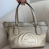 White Leather Gucci Soho Double-G Tote